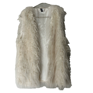 Divided H&M Ivory Faux Fur Vest Size 12